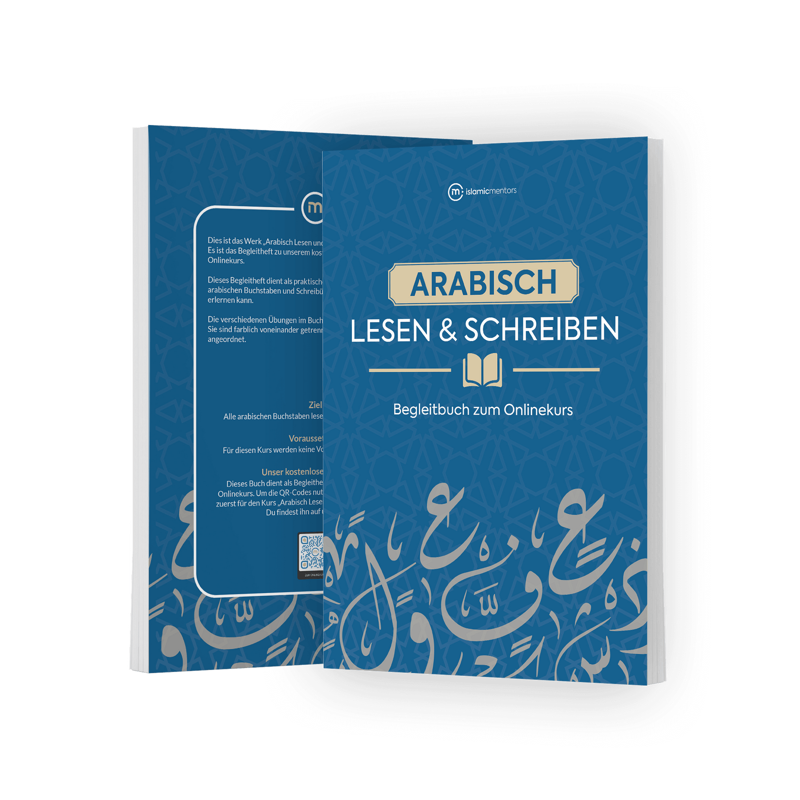 Arabisch Lesen und Schreiben Buch zum Arabisch lernen für Anfänger Frontansicht und Blau