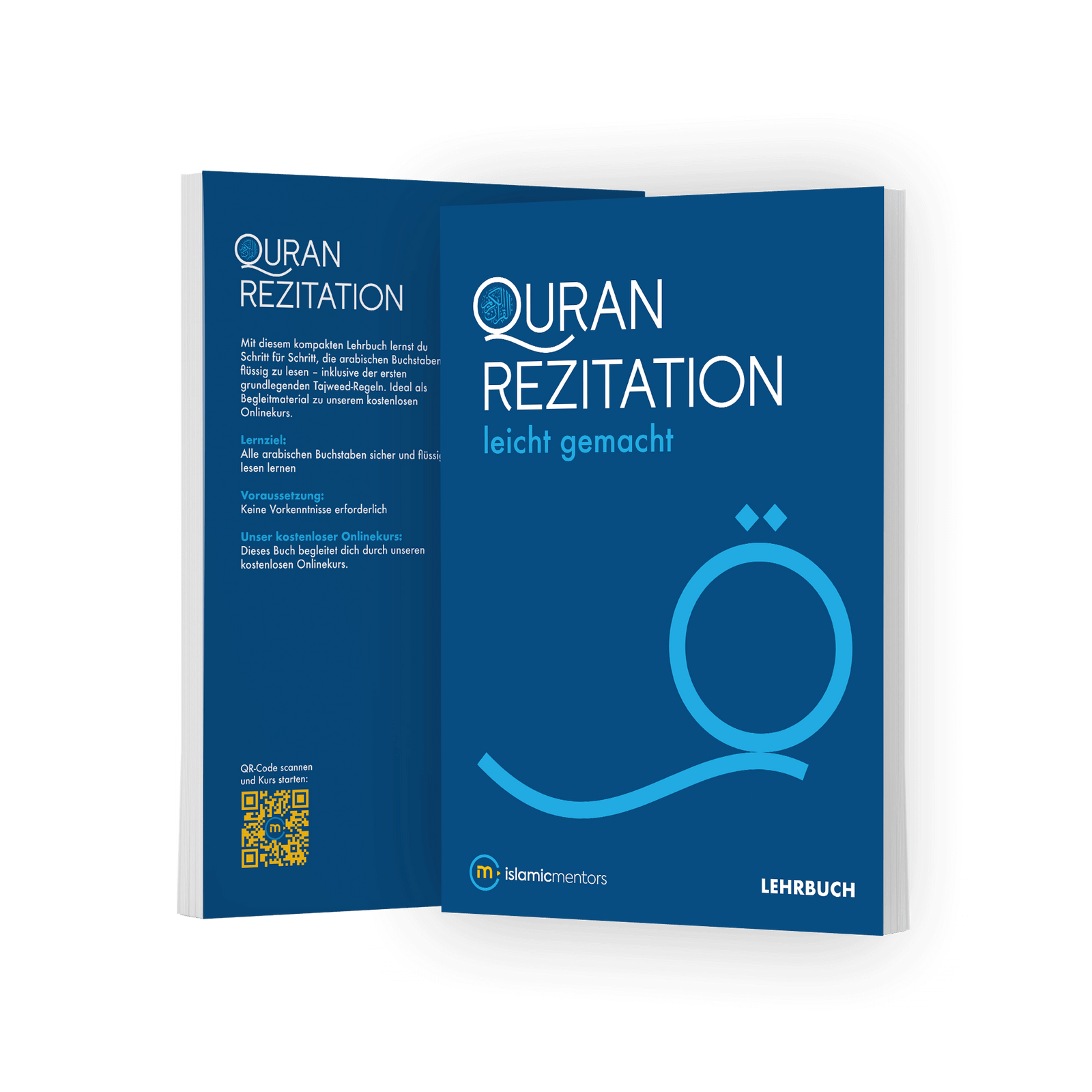 Quran Rezitation leicht gemacht - Lehrbuch zum Lesen und Rezitieren des Koran, Front- und Rückseite in einem Bild