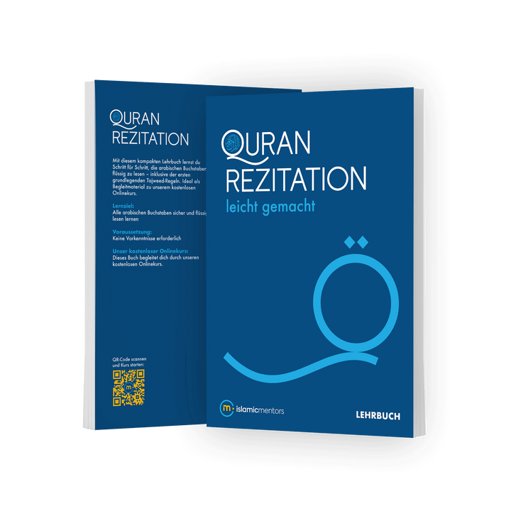 Quran Rezitation leicht gemacht - Lehrbuch zum Lesen und Rezitieren des Koran, Front- und Rückseite in einem Bild