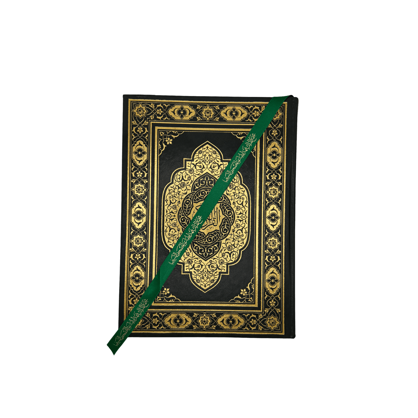 Premium Medina Mushaf Koran Quran auf Arabisch mit goldveredelten Ornamenten und grünem Leseband in groß & dunkelgrün