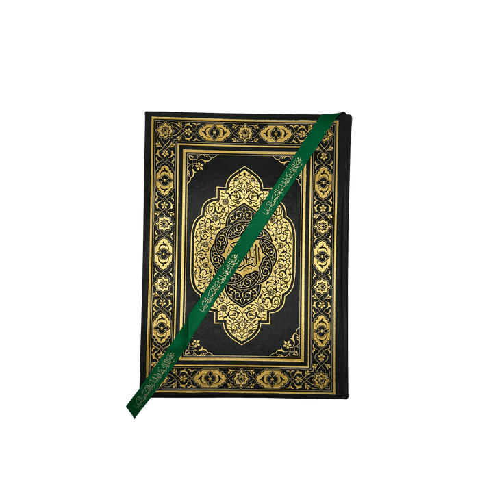 Premium Medina Mushaf Koran Quran auf Arabisch mit goldveredelten Ornamenten und grünem Leseband in groß & dunkelgrün